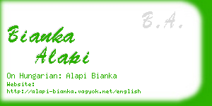 bianka alapi business card